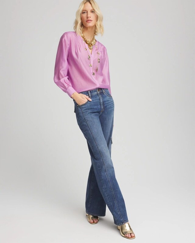 Tencel-Blend Sheer Blouse - image 2